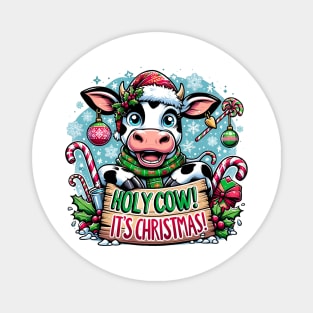 Christmas Cheer Cow Tee: Festive Farmyard Fun Magnet